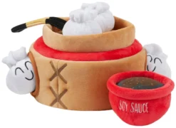 Frisco Dumpling Hide & Seek Puzzle Plush Squeaky Dog Toy, 4 count