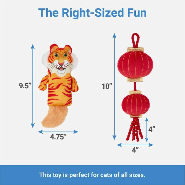 Frisco Lantern & Tiger Plush Kicker Cat Toy with Catnip 4 Frisco Lantern & Tiger Plush Kicker Cat Toy with Catnip - Image 2