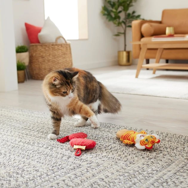 Frisco Lantern & Tiger Plush Kicker Cat Toy with Catnip 5 Frisco Lantern & Tiger Plush Kicker Cat Toy with Catnip - Image 3