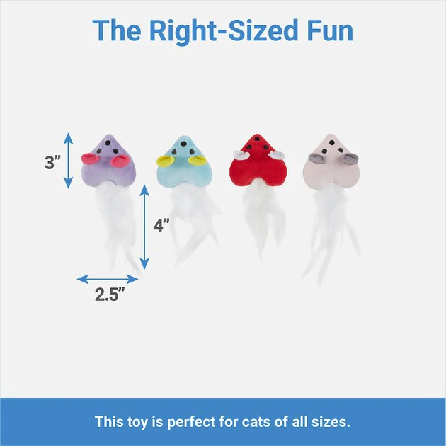 Frisco Heart Mice Plush Cat Toy with Catnip, Medium, 4 count 4 Frisco Heart Mice Plush Cat Toy with Catnip, Medium, 4 count - Image 2