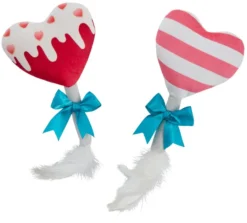 Frisco Heart Lollipops Plush Cat Toy with Catnip, 2 count