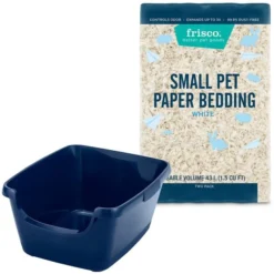 Frisco High Sided Litter Box + Small Animal Bedding, White