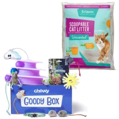 Goody Box||Frisco Goody Box Kitten Toys & Treats + Frisco Multi-Cat Unscented Clumping Clay Cat Litter