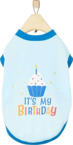 Frisco Birthday Cake Hat, Medium/Large + Dog & Cat T-Shirt, Blue -FRISCO Sales 302376 PT6. SY630 V1623034665