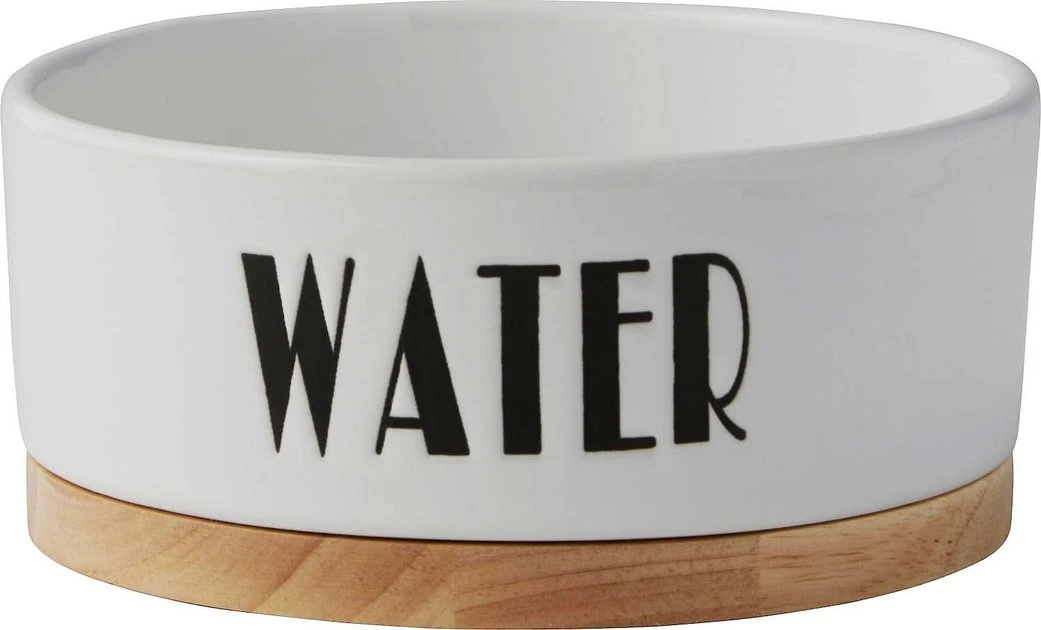 Frisco Ceramic Dog & Cat Water + Food Bowl with Wood Base 4 Frisco Ceramic Dog & Cat Water + Food Bowl with Wood Base - Image 2