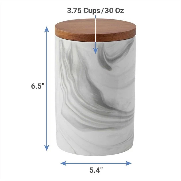 Frisco Marble Design Non-skid Ceramic Dog Bowl + Treat Jar with Wood Lid, 3.75 Cups 9 Frisco Marble Design Non-skid Ceramic Dog Bowl + Treat Jar with Wood Lid, 3.75 Cups - Image 7