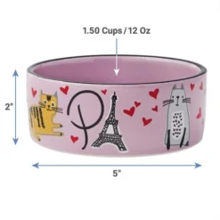 Frisco Paris Non-skid Ceramic Dish, 0.50 Cup + Cat Dish, 1.50 Cup -FRISCO Sales 302490 PT7. SY630 V1623054762