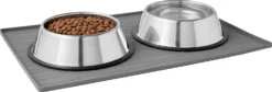 Frisco Silicone Food Mat, Gray, Large + Bones Non-skid Ceramic Dog Bowl -FRISCO Sales 302516 PT3. SY630 V1623081157