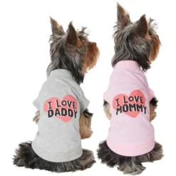 Frisco I Love Daddy + I Love Mommy Dog & Cat T-Shirt, Pink