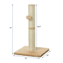 Frisco 21-in Sisal Scratching Post with Toy, Cream + Felt Removable Hood Cave Cat & Dog Covered Bed, Brown -FRISCO Sales 303320 PT2. SY630 V1623040368