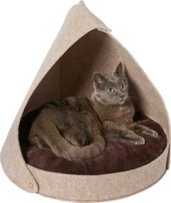 Frisco 21-in Sisal Scratching Post with Toy, Cream + Felt Removable Hood Cave Cat & Dog Covered Bed, Brown -FRISCO Sales 303320 PT4. SY630 V1623088352