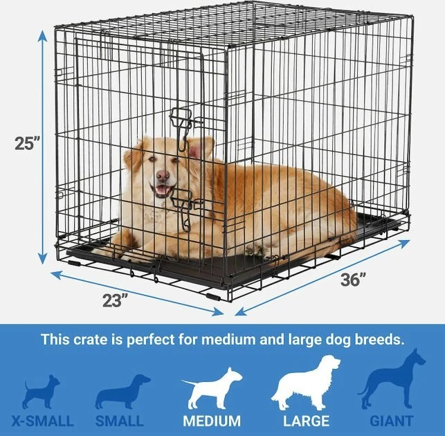 Frisco Fold & Carry Single Door Collapsible Wire Crate, 36 inch + Extra Large Printed Dog Training & Potty Pads, 28 x 34-in, 40 count, Unscented 5 Frisco Fold & Carry Single Door Collapsible Wire Crate, 36 inch + Extra Large Printed Dog Training & Potty Pads, 28 x 34-in, 40 count, Unscented - Image 3
