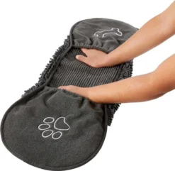 Frisco Microfiber Chenille Shammy Towel + Paw Print Mat, Gray, Large -FRISCO Sales 303468 PT3. SY630 V1623046351