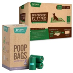 Frisco Refill Poop Bags, Scented, 120 count + Eco-Conscious Dog Training & Potty Pads, 22 x 23-in, 50 count, Unscented