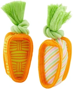 Frisco Easter Carrot Plush Squeaky Dog Toy, 2 pack