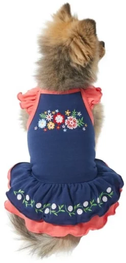 Frisco Embroidered Floral Dog & Cat Dress