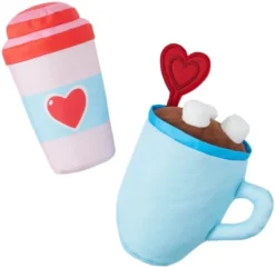 Frisco Coffee for Two Ballistic Nylon Plush Squeaky Dog Toy, 2 count