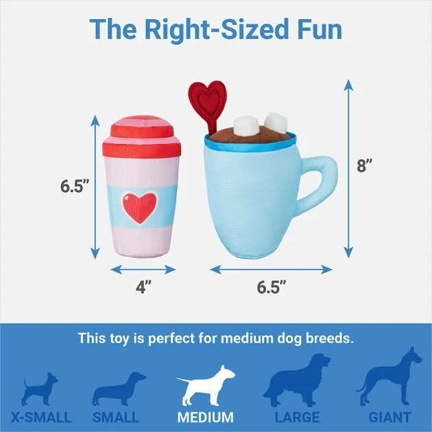 Frisco Coffee for Two Ballistic Nylon Plush Squeaky Dog Toy, 2 count 4 Frisco Coffee for Two Ballistic Nylon Plush Squeaky Dog Toy, 2 count - Image 2