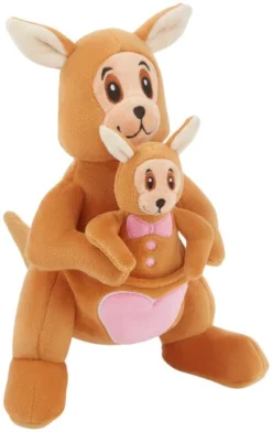 Frisco Kangaroo & Joey Plush Squeaky Dog Toy, 2 count