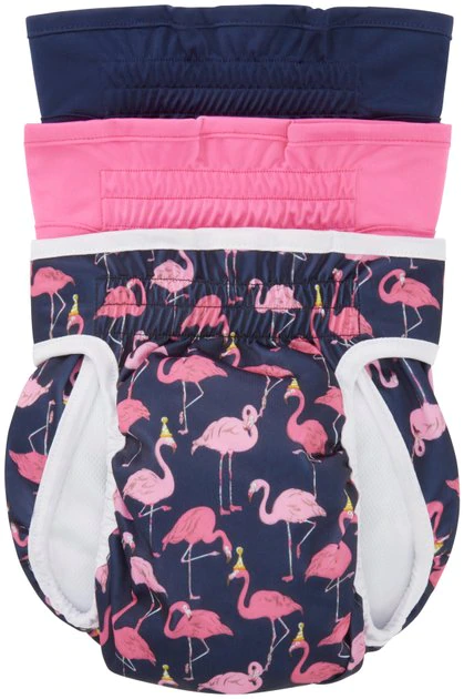 Frisco Washable Female Diaper, Flamingo, 3pk 3 Frisco Washable Female Diaper, Flamingo, 3pk
