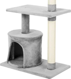 Frisco 61-in Faux Fur Tree & Condo, Gray + 38-in Cat Tree & Condo, Top Perch & Toy, Gray -FRISCO Sales 318964 PT7. SY630 V1630364512