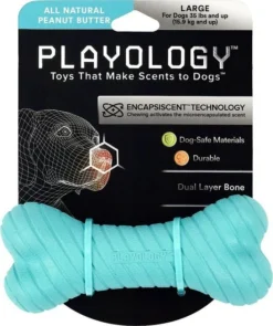 Frisco||Playology Frisco Fetch Squeaking Colorful Tennis Ball, 3-Pack + Playology All Natural Dual Layer Bone Dog Toy, Large, Peanut Butter Scented -FRISCO Sales 319022 PT4. SY630 V1630553211