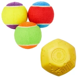 Frisco||Project Hive Pet Company Frisco Fetch Squeaking Colorful Tennis Ball, 3-Pack + Project Hive Pet Company Ball Dog Toy