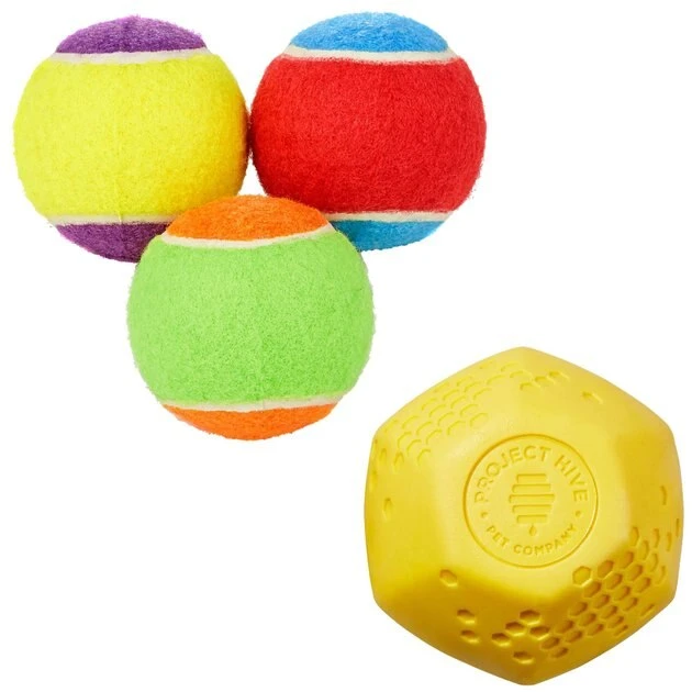 Frisco||Project Hive Pet Company Frisco Fetch Squeaking Colorful Tennis Ball, 3-Pack + Project Hive Pet Company Ball Dog Toy 3 Frisco||Project Hive Pet Company Frisco Fetch Squeaking Colorful Tennis Ball, 3-Pack + Project Hive Pet Company Ball Dog Toy