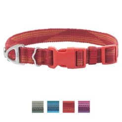 Frisco Outdoor Woven Jacquard Nylon Dog Collar, Flamepoint Orange, Large, Neck: 18 -26-in, Width: 1-in + Ultra Reflective Rope Leash With Padded Handle, Sunset Orange, 6 - ft -FRISCO Sales 319462 PT1. SY630 V1631149872