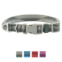 Frisco Outdoor Woven Jacquard Nylon Dog Collar, Forest Green, Medium - Neck: 14-20-in, Width: 3/4-in + Ultra Reflective Rope Leash With Padded Handle, Stone Gray, 6 - ft -FRISCO Sales 319472 PT1. SY630 V1631153480