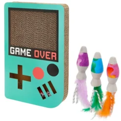 Frisco Retro Game Over Scratcher Toy + Retro Lava Lamp Plush Cat Toy with Catnip, 3 count