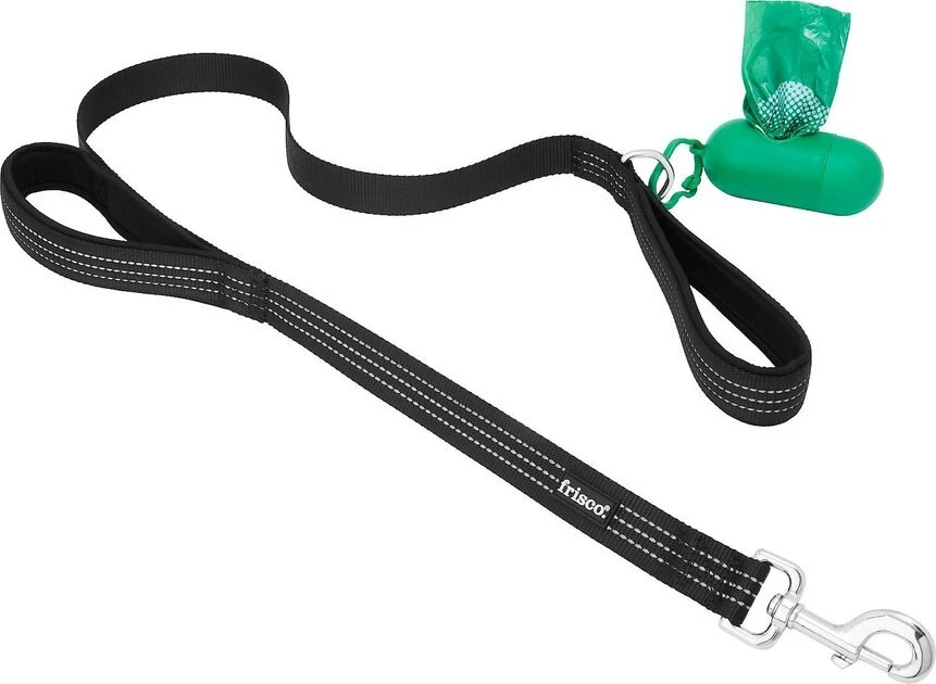 Frisco Traffic Leash with Padded Handles & Poop Bag Dispenser, Black, Length: 4-ft, Width: 1-in + Refill Dog Poop Bags, Scented, 120 count 4 Frisco Traffic Leash with Padded Handles & Poop Bag Dispenser, Black, Length: 4-ft, Width: 1-in + Refill Dog Poop Bags, Scented, 120 count - Image 2