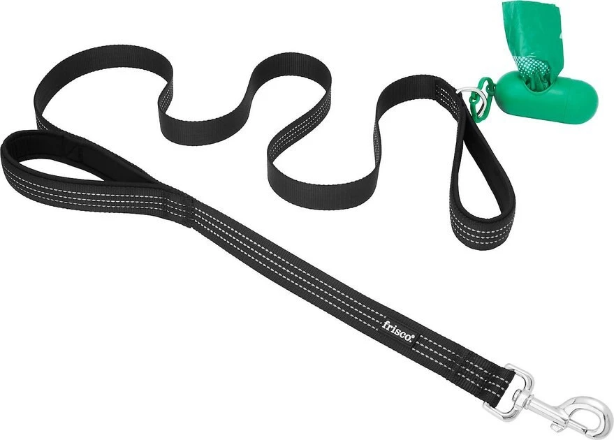 Frisco Traffic Leash with Padded Handles & Poop Bag Dispenser, Black, Length: 6ft, Width: 1-in + Refill Dog Poop Bags, Scented, 120 count 4 Frisco Traffic Leash with Padded Handles & Poop Bag Dispenser, Black, Length: 6ft, Width: 1-in + Refill Dog Poop Bags, Scented, 120 count - Image 2