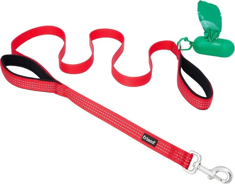 Frisco Traffic Leash with Padded Handles & Poop Bag Dispenser, Red, Length: 6ft, Width: 1-in + Refill Dog Poop Bags, Scented, 120 count 4 Frisco Traffic Leash with Padded Handles & Poop Bag Dispenser, Red, Length: 6ft, Width: 1-in + Refill Dog Poop Bags, Scented, 120 count - Image 2