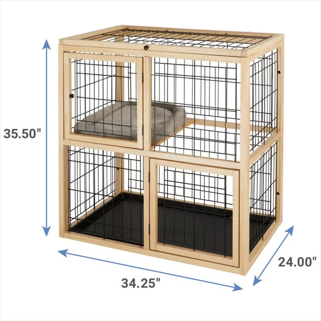 Frisco Collapsible Wood & Wire Cat Cage Playpen, 2 Level 4 Frisco Collapsible Wood & Wire Cat Cage Playpen, 2 Level - Image 2