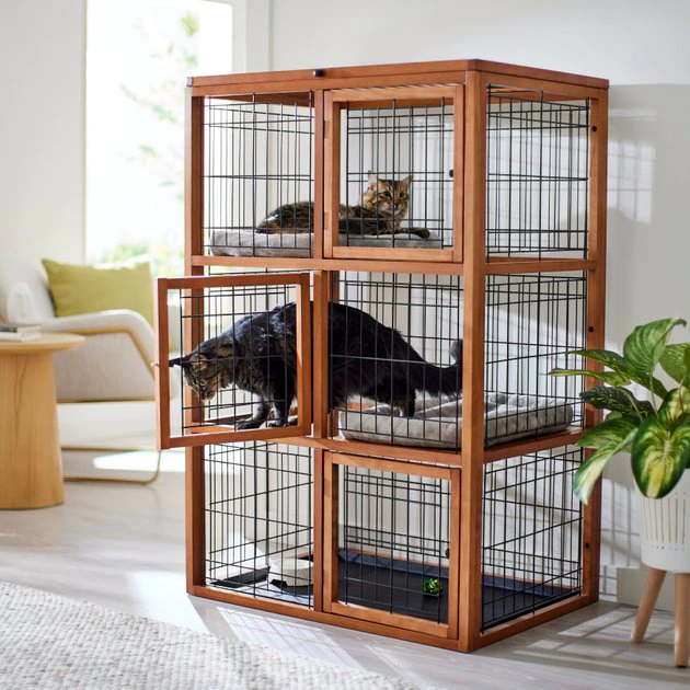 Frisco Collapsible Wood & Wire Cat Cage Playpen, 3 Level 3 Frisco Collapsible Wood & Wire Cat Cage Playpen, 3 Level