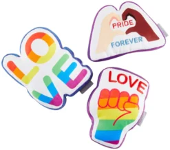 Frisco Pride Symbols Plush Squeaky Dog Toy, 3 count