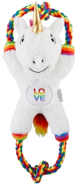 Frisco Pride Love Unicorn Plush with Rope Squeaky Dog Toy