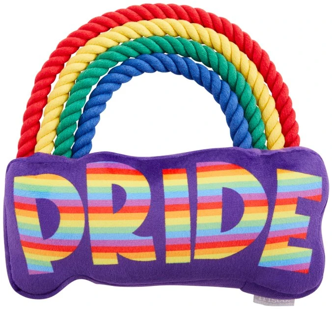 Frisco Pride Rainbow Plush with Rope Squeaky Dog Toy 3 Frisco Pride Rainbow Plush with Rope Squeaky Dog Toy