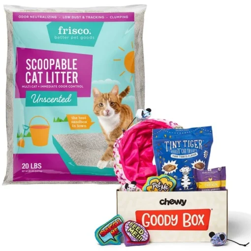 Goody Box||Frisco Goody Box Retro Toys & Treats + Frisco Multi-Cat Unscented Clumping Clay Cat Litter -FRISCO Sales 338669 MAIN. SY630 V1635899720